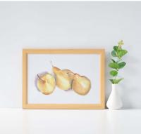 Three Pears in Color Pencil Art Print, Signed by Artist