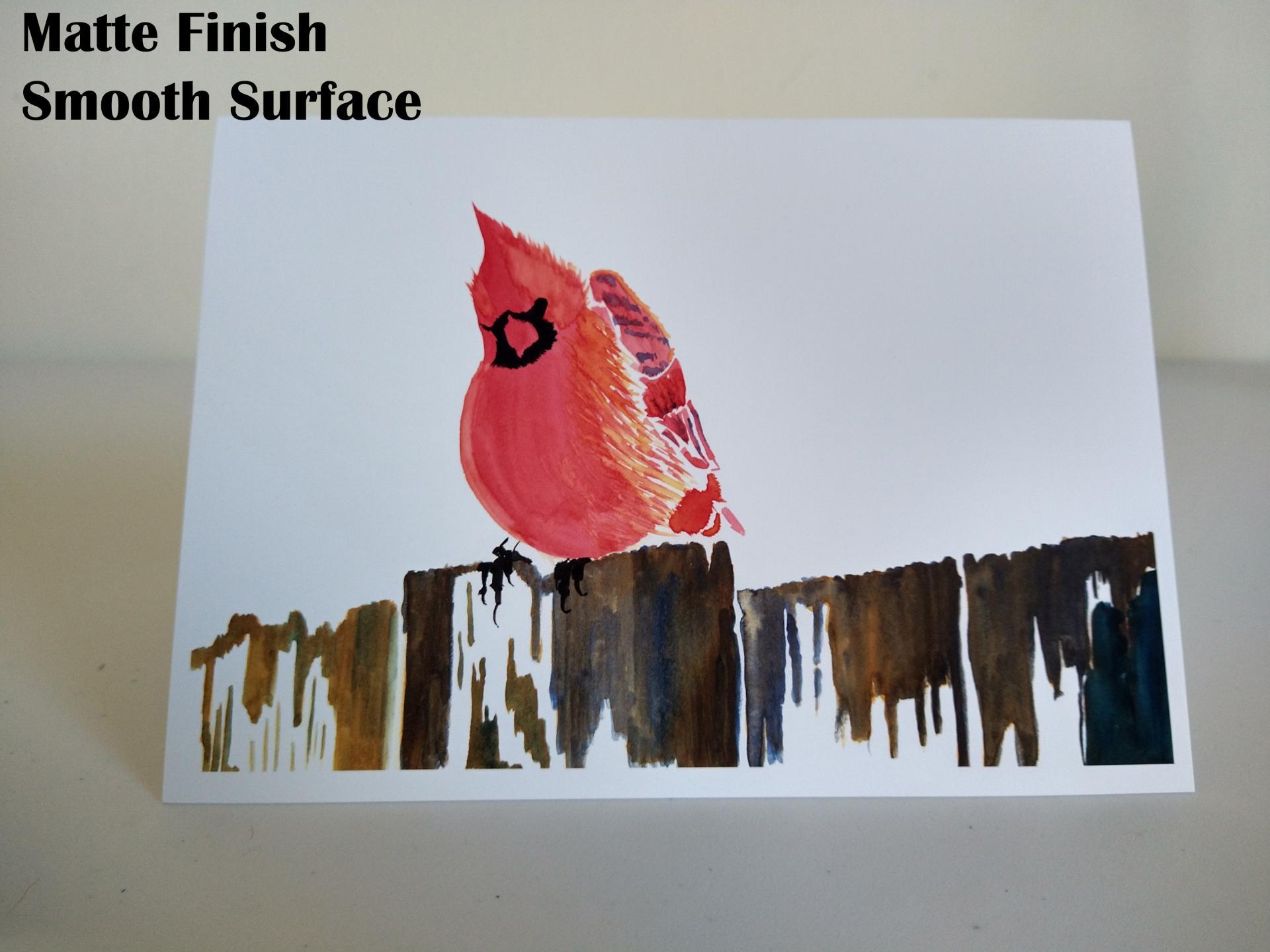 Cardinal 5x7 Blank Note/Greeting Cards from Original Watercolor Art, w/ Envelopes and Personalization