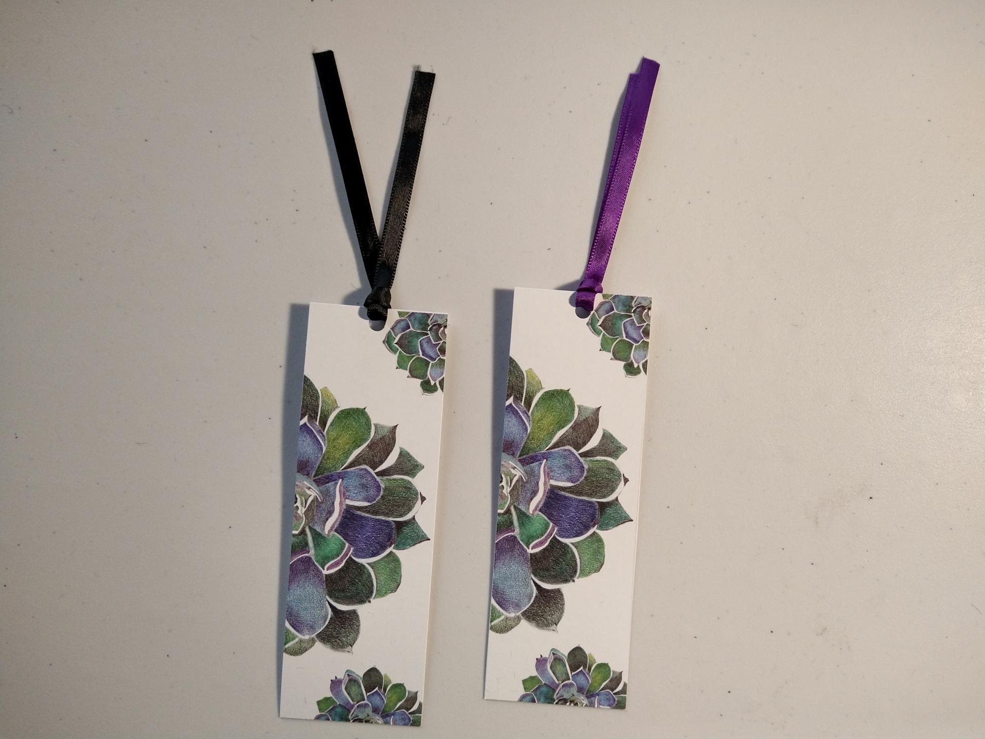 Pack of 6 Bookmarks, Choose between Gem Colored Succulent and/or Shark Bookmark