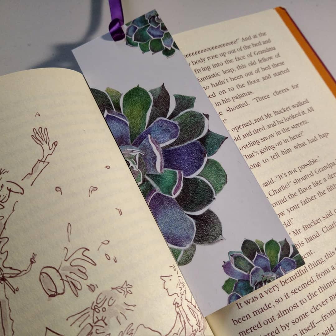 Pack of 6 Bookmarks, Choose between Gem Colored Succulent and/or Shark Bookmark