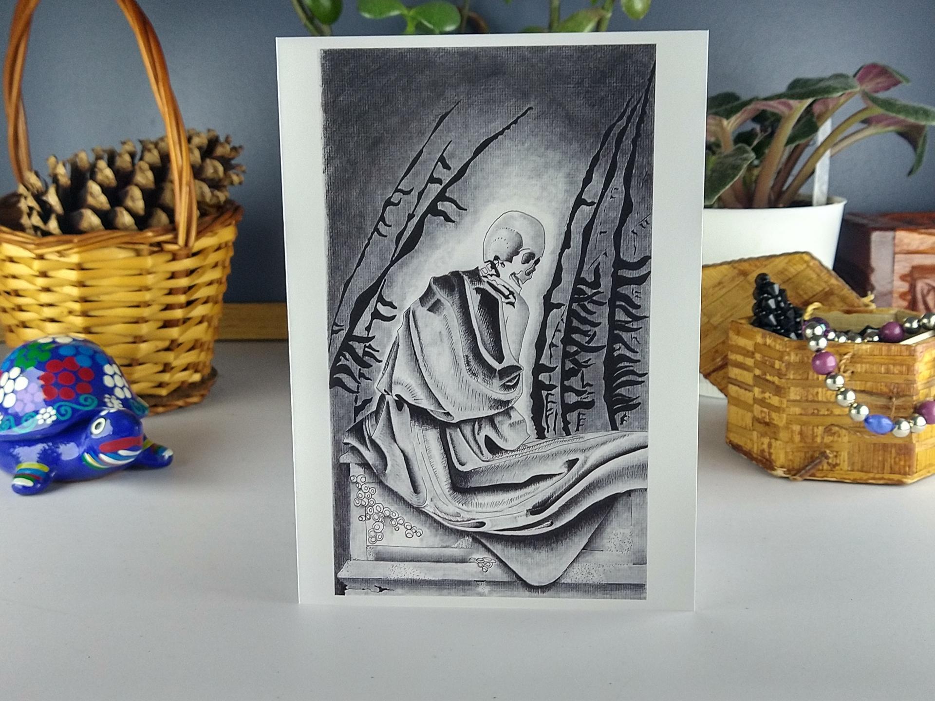 Poe 5x7 Blank Note/Greeting Cards from Original Pen and Ink Drawing, w/ Envelopes
