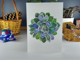 Succulent 5x7 Blank Note/Greeting Cards from Original Color Pencil Art, w/ Envelopes by Painted Papyrus Market